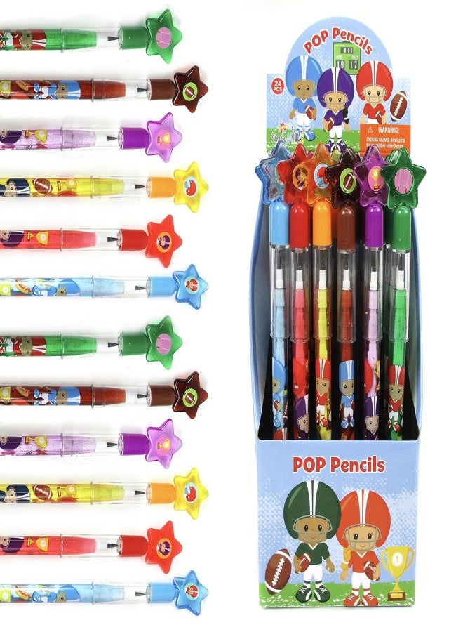 تايني ميلز مجموعة أقلام رصاص قابلة للتكديس من TINYMILLS، 24 قطعة، بتصميم كرة قدم، مع ممحاة، مثالية لتوزيعات الحفلات، وحشو أكياس الهدايا، وجوائز الفصول الدراسية، وحشو البيناتا، وجوائز الكرنفال، وحفلات فرق كرة القدم الرياضية. - Image 1